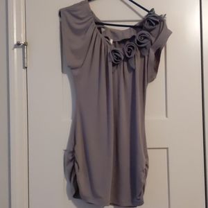 Studio Y Grey Top with Floral Detail
